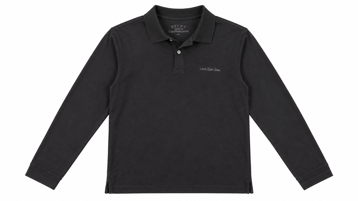 Calvin Klein Jeans Ανδρικό Μακρυμάνικο Polo Μπλουζάκι – Μαύρο – L