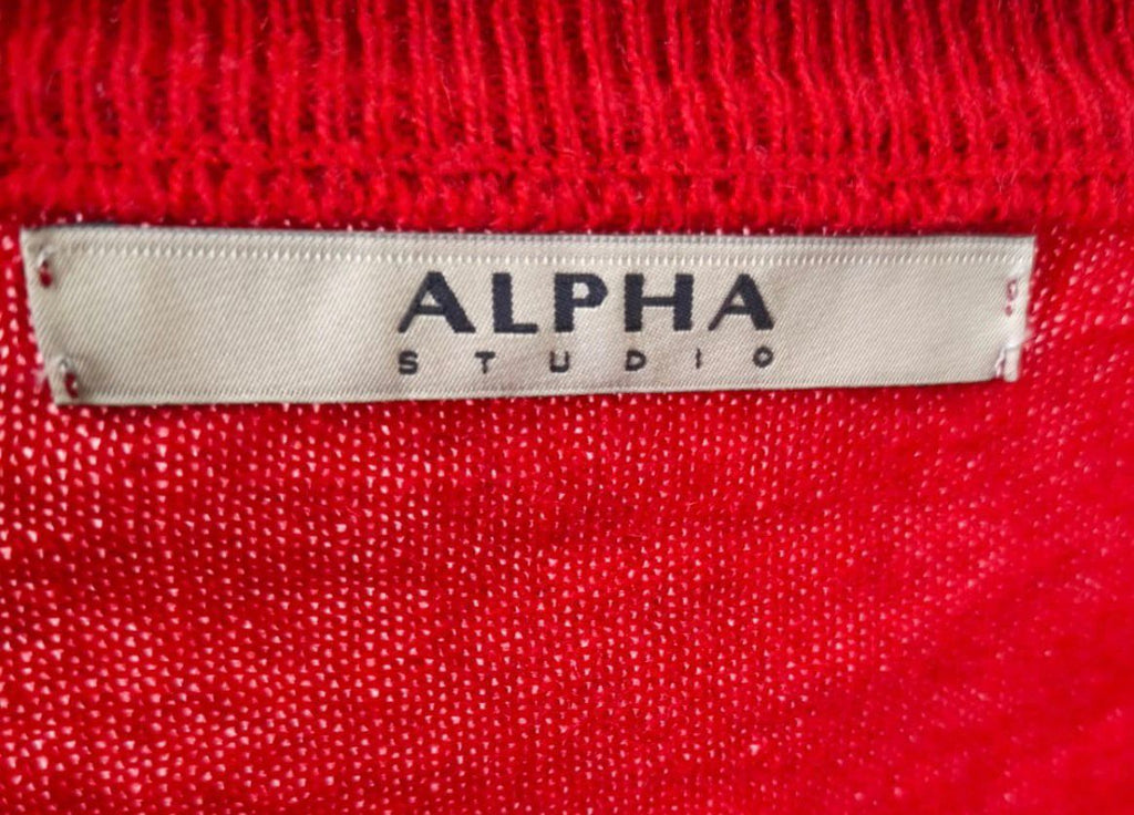 Alpha Studio Κόκκινο V-Neck Πλεκτό-L