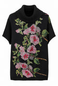 Desigual Γυναικεία Πλεκτή Μπλούζα με Floral Print – Μαύρη-L