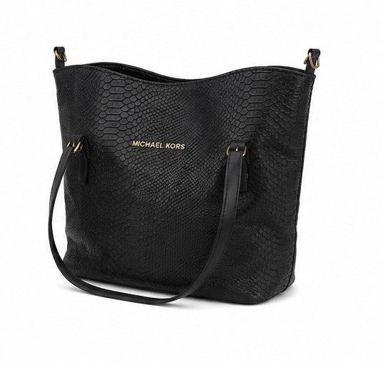 Michael Kors Snake-Embossed Tote Bag – Black