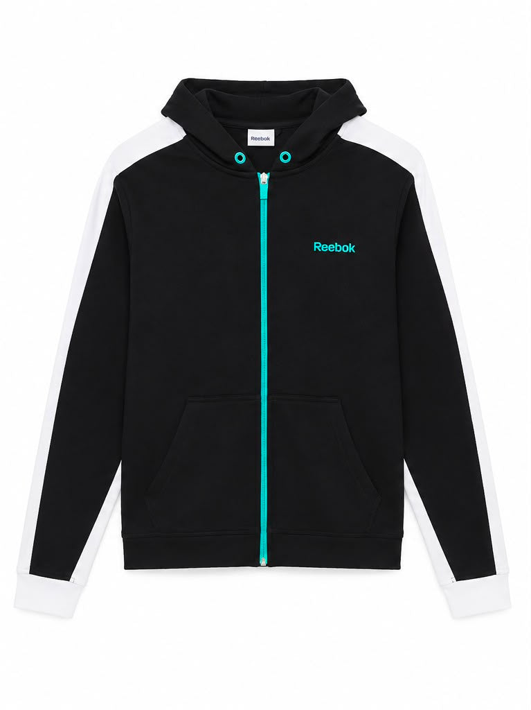 Reebok Full Zip Hoodie – Black / White-XS