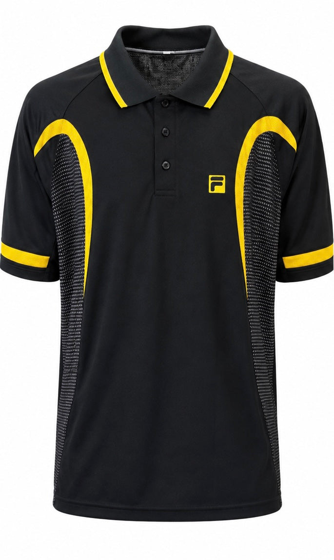 Fila Vintage Black & Yellow Performance Polo Shirt-XL