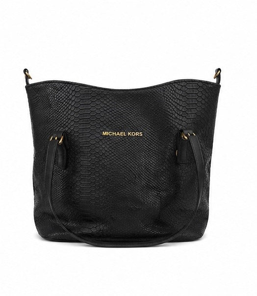 Michael Kors Snake-Embossed Tote Bag – Black