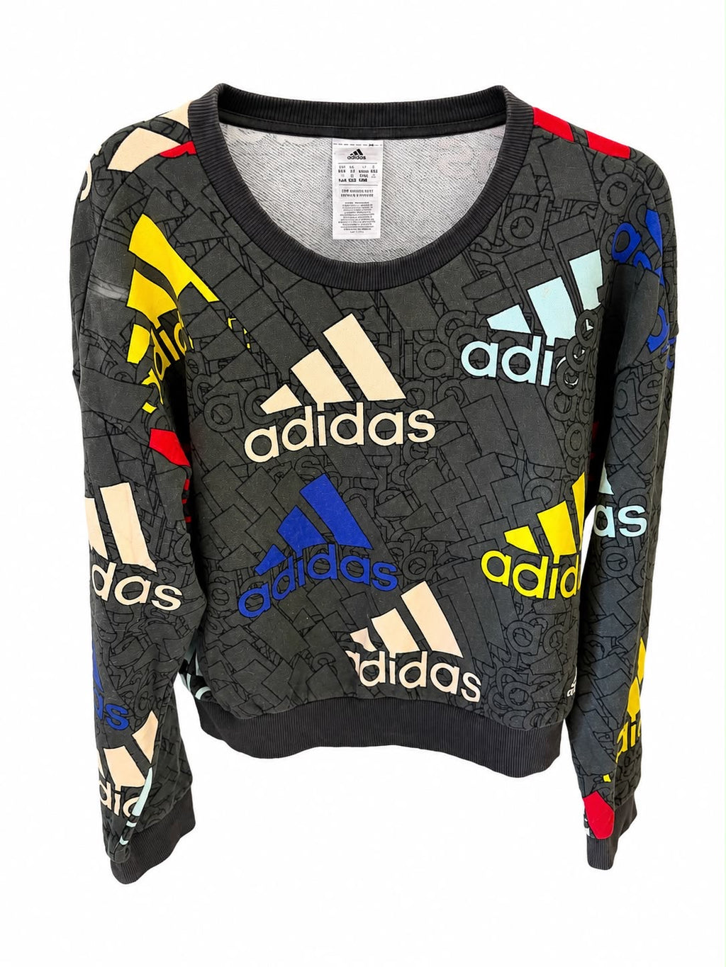 Adidas All Over Print Crop Sweatshirt-M