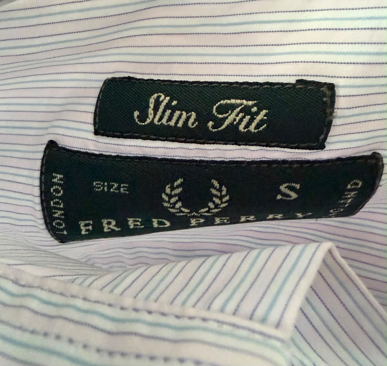 Fred Perry Slim Fit Ανδρικό Πουκάμισο Ριγέ Γαλάζιο/Λευκό –S