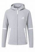 Adidas Γκρι Full Zip Αθλητική Ζακέτα με Κουκούλα-XS