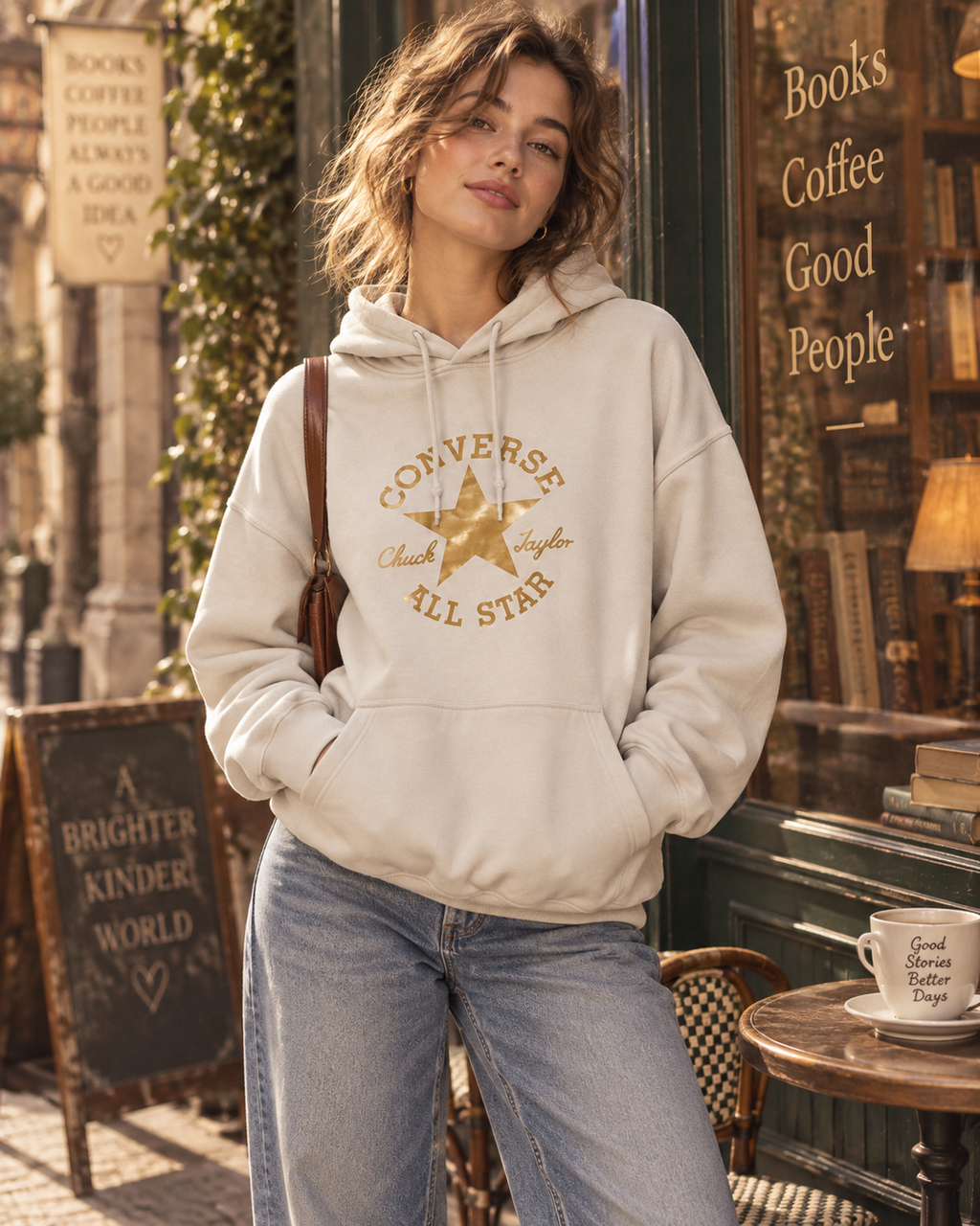 Converse Γυναικείο Φούτερ Εκρού – XL