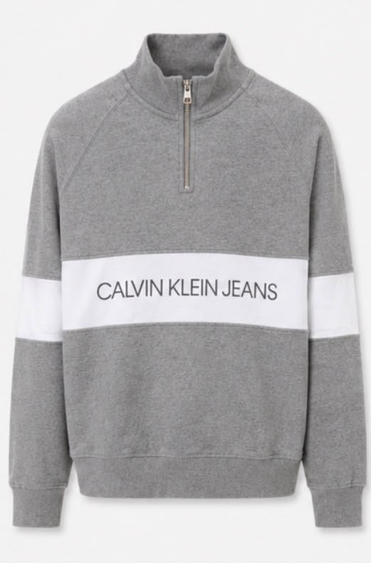 Calvin Klein Jeans Quarter Zip Sweatshirt – Γκρι Μελανζέ (XL)