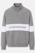 Calvin Klein Jeans Quarter Zip Sweatshirt – Γκρι Μελανζέ (XL)