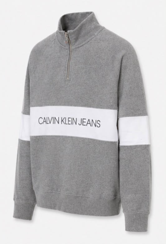 Calvin Klein Jeans Quarter Zip Sweatshirt – Γκρι Μελανζέ (XL)