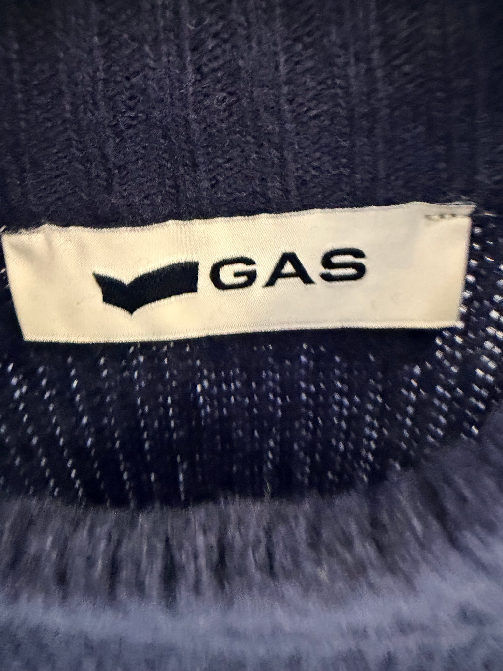 GAS Μπλε Πλεκτό Πουλόβερ με Διακοσμητικά Κουμπιά-L