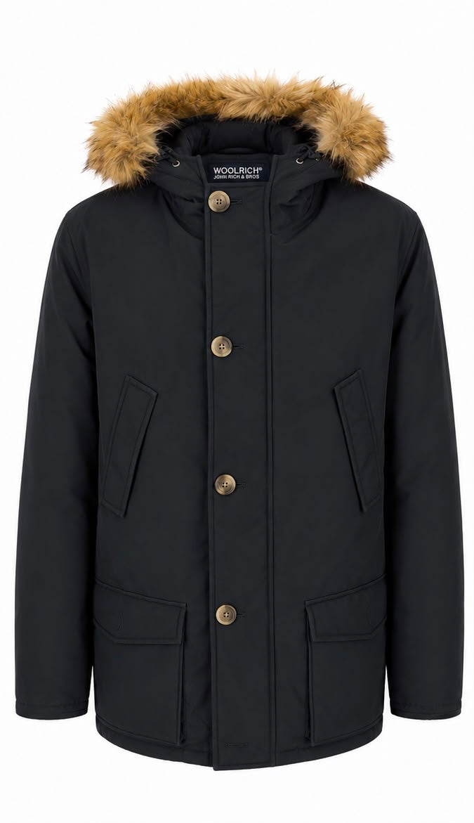 Woolrich Arctic Parka Γυναικείο Down Μπουφάν Μαύρο με Γούνα στην Κουκούλα-XL