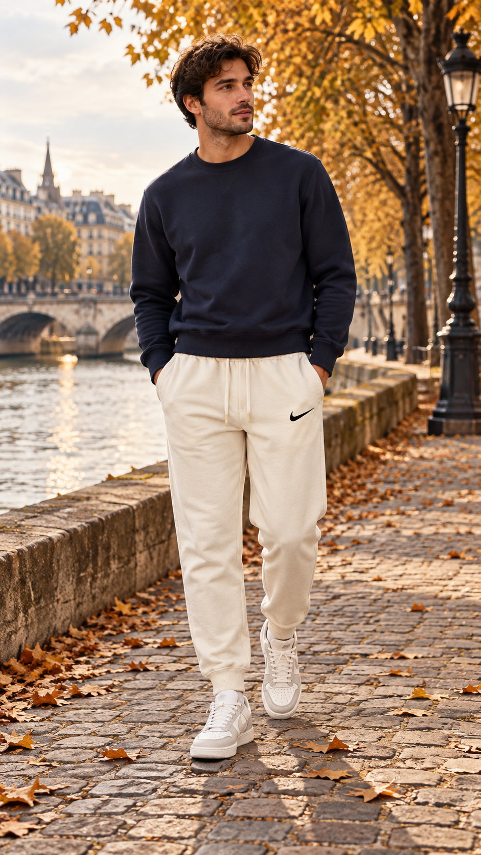 Nike Ανδρικό Παντελόνι Φόρμας – Εκρού - S