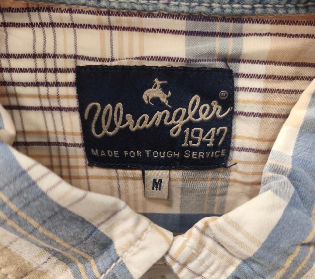 Wrangler Ανδρικό Κοντομάνικο Καρό Πουκάμισο – Μπεζ/Μπλε – M