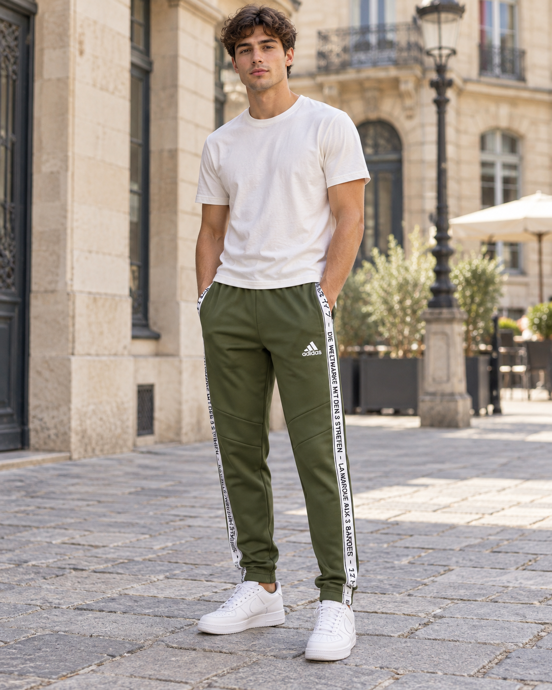 Adidas Ανδρικό Παντελόνι Φόρμας Λαδί - M