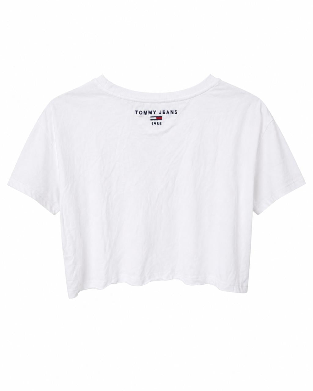 Tommy Jeans Γυναικείο Crop T-Shirt Λευκό με Τσέπη-S
