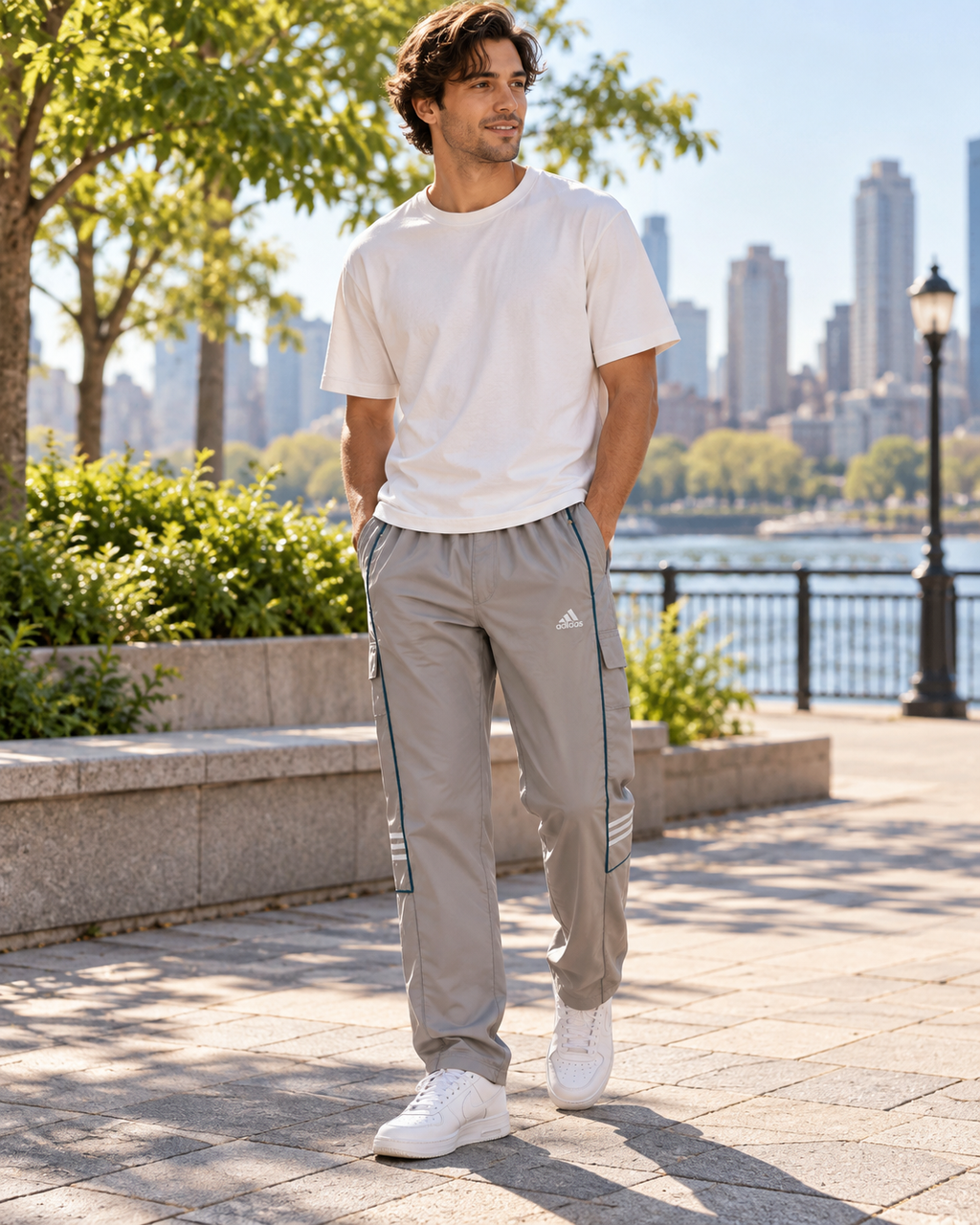 Adidas Ανδρικό Cargo Παντελόνι Φόρμας Γκρι - XL