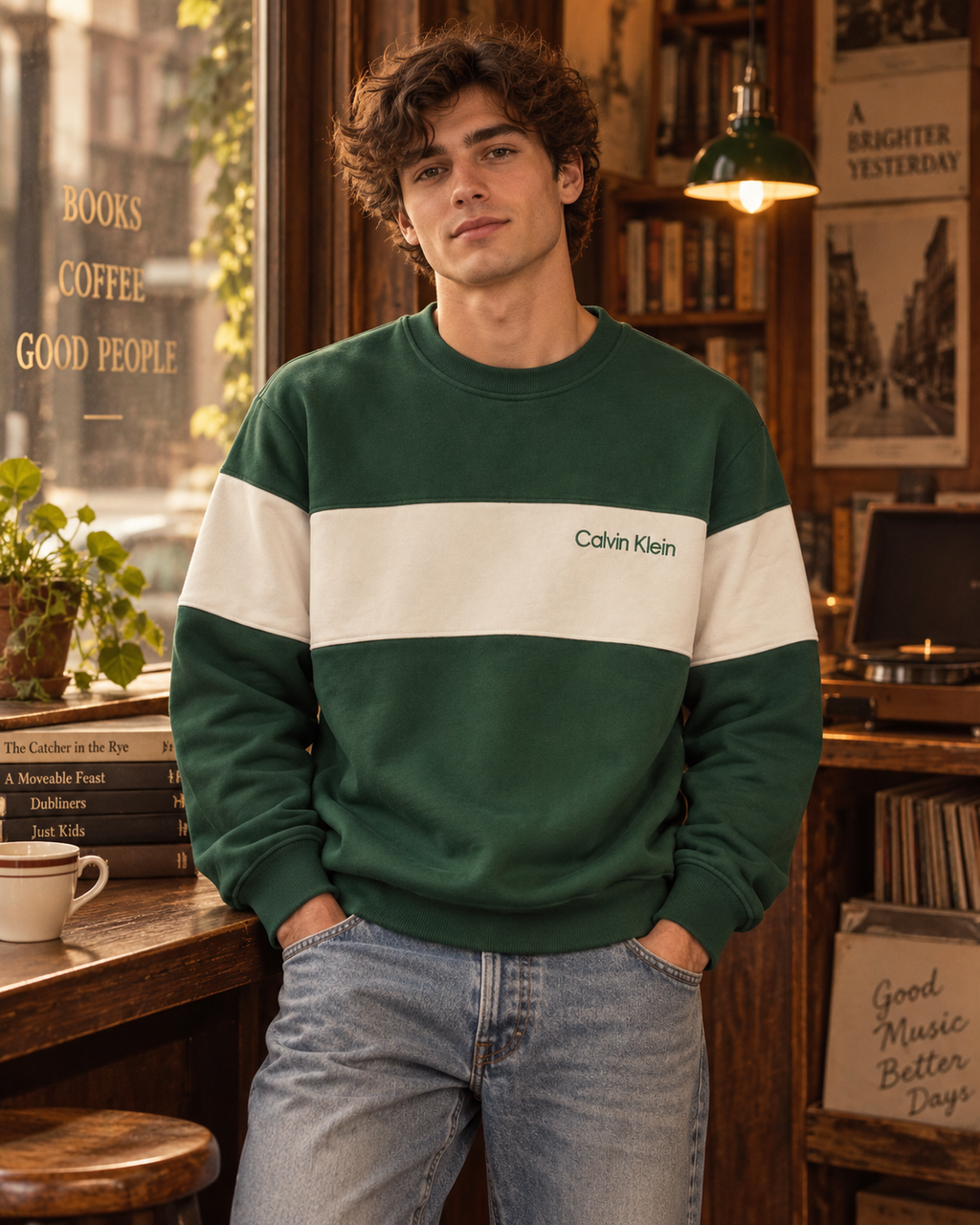 Calvin Klein Ανδρικό Φούτερ Πράσινο – S