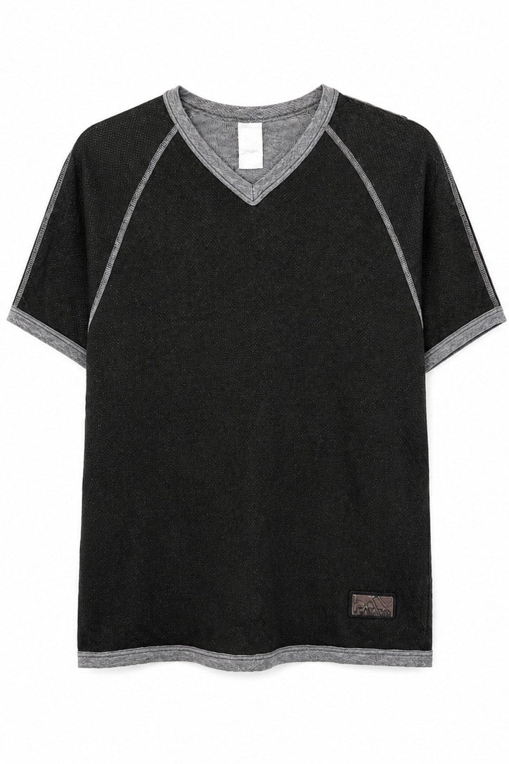 Adidas Ανδρικό T-Shirt Μπλουζάκι V-Neck – Μαύρο/Γκρι-L