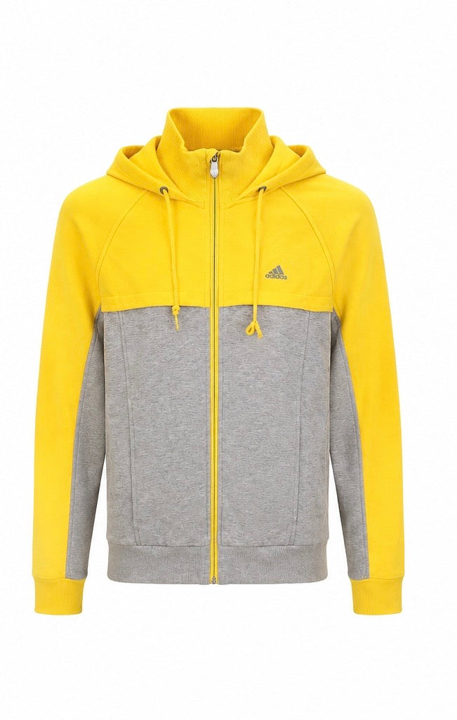 Adidas Ανδρική Ζακέτα Φούτερ με Κουκούλα – Κίτρινο/Γκρι – M