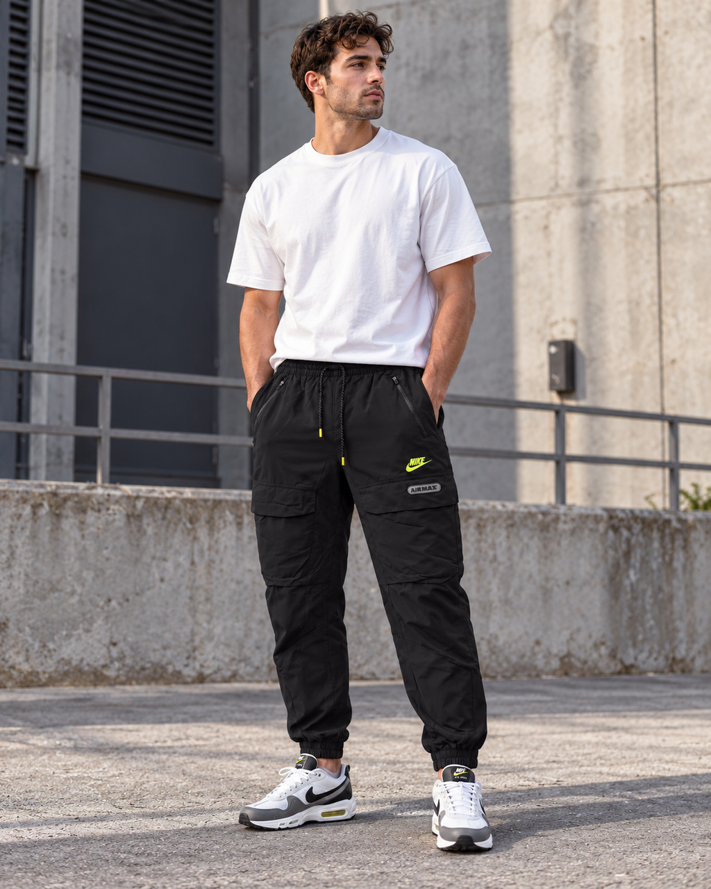 Nike Air Max Ανδρικό Cargo Παντελόνι Φόρμας Μαύρο - L