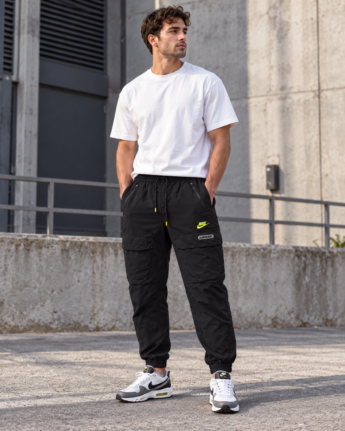 Nike Air Max Ανδρικό Cargo Παντελόνι Φόρμας Μαύρο - L