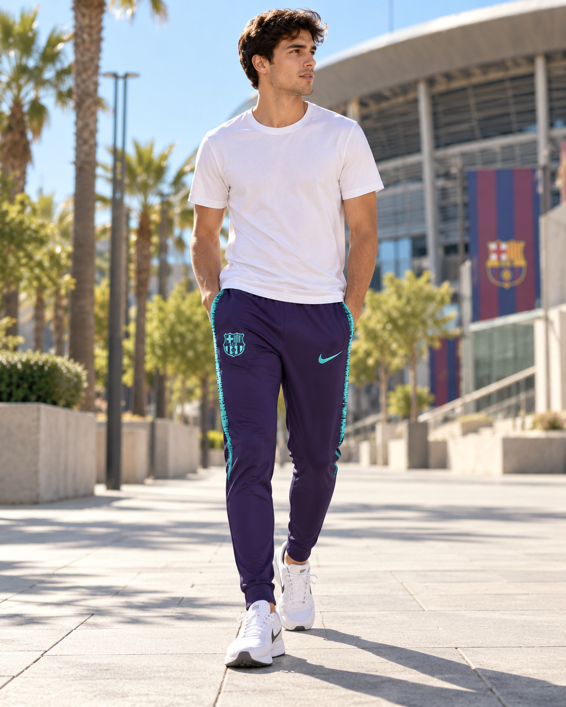 Nike Ανδρικό Παντελόνι Φόρμας Μωβ - S