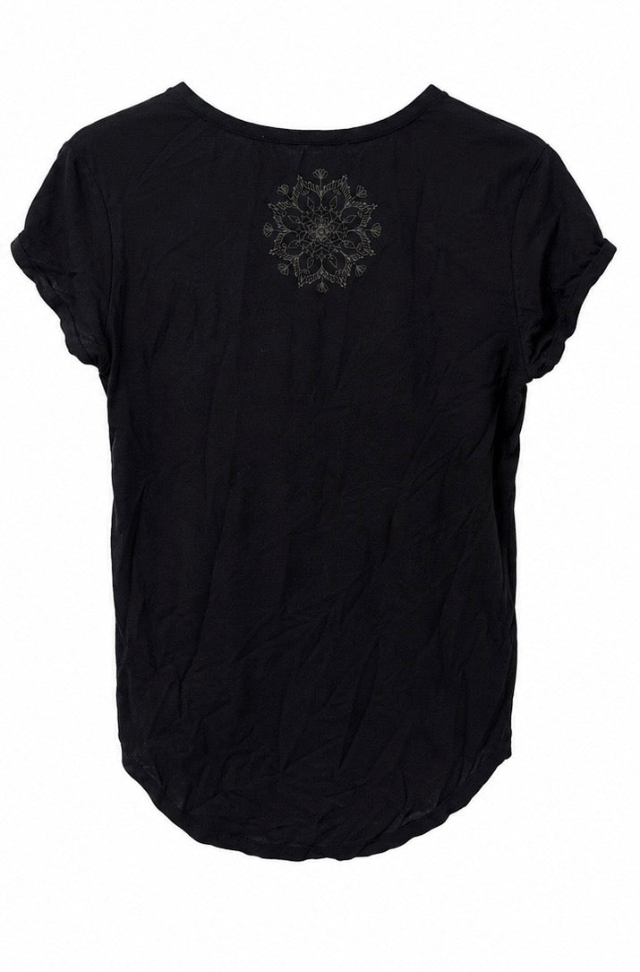 Desigual Γυναικείο Floral T-Shirt – Μαύρο-XS