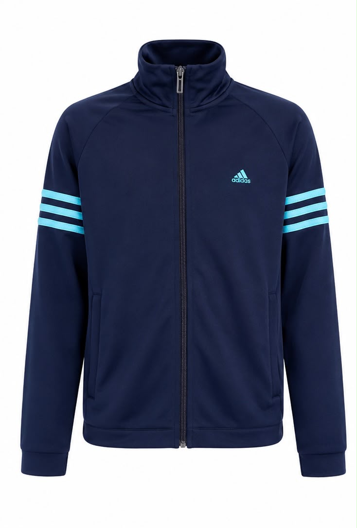 Adidas Track Jacket – Navy / Turquoise-M