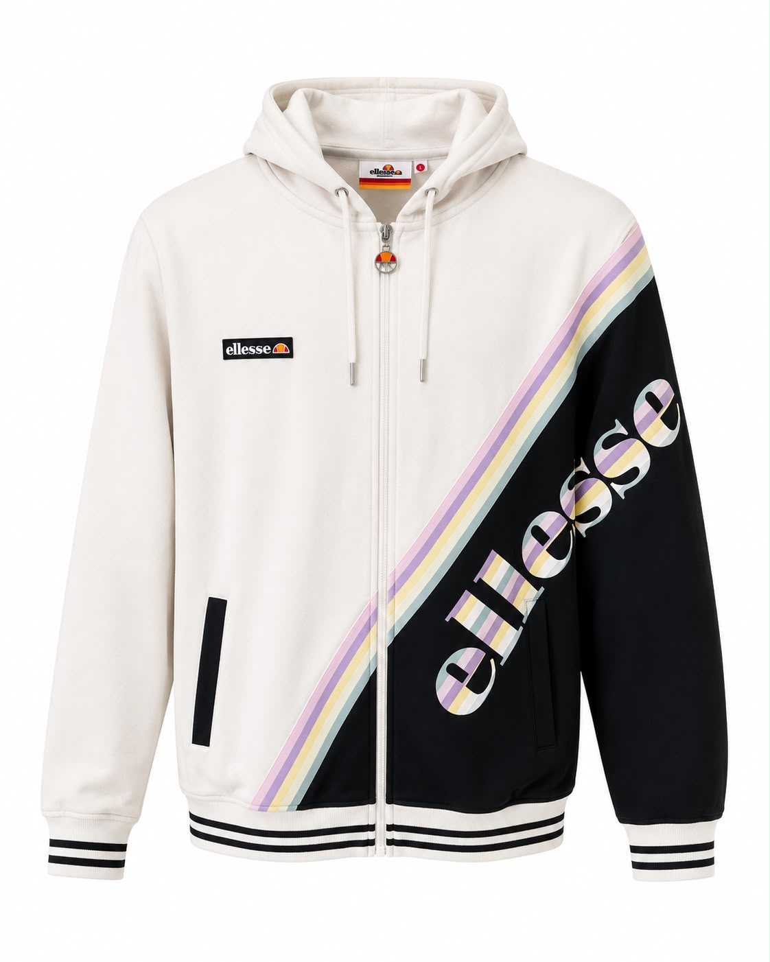 Ellesse Full Zip Hoodie – Cream / Navy-S