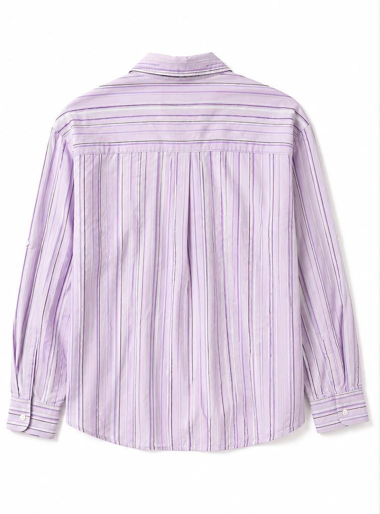 Γυναικείο Ριγέ Πουκάμισο Ροζ / Λιλά Plus Size (XL)