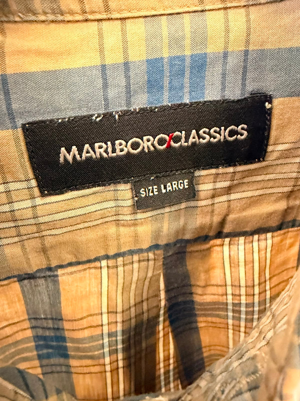 Marlboro Classics Καρό Πουκάμισο – Μπεζ/Μπλε (L)