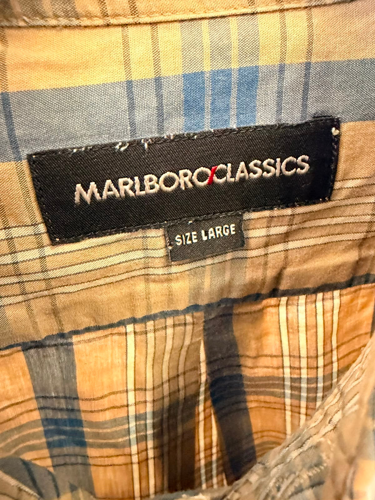 Marlboro Classics Καρό Πουκάμισο – Μπεζ/Μπλε (L)