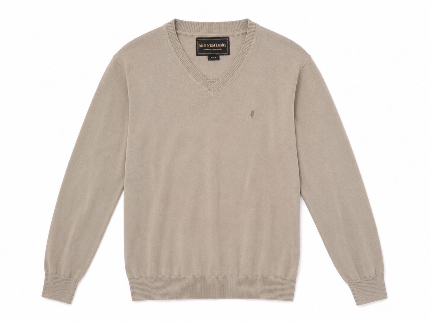 Marlboro Classics Ανδρικό Πλεκτό V-Neck Μπεζ-M