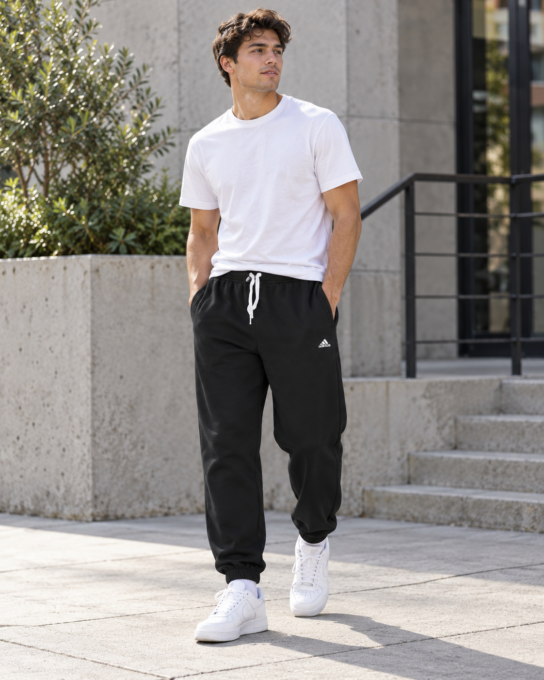 Adidas Ανδρικό Παντελόνι Φόρμας Μαύρο - XL