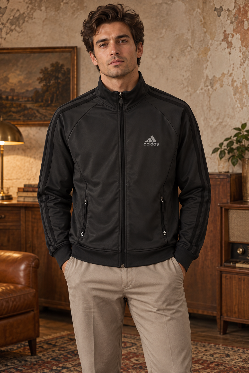 Adidas Ανδρική Ζακέτα Μαύρη - M
