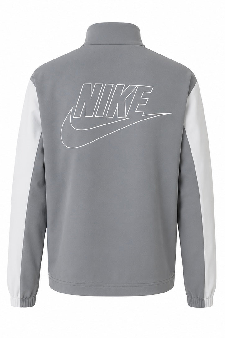 Nike Γκρι Full Zip Track Jacket με Μεγάλο Logo Πλάτης-XL