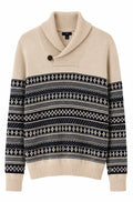 GAP Fair Isle Shawl Collar Sweater – Cream/Navy-L