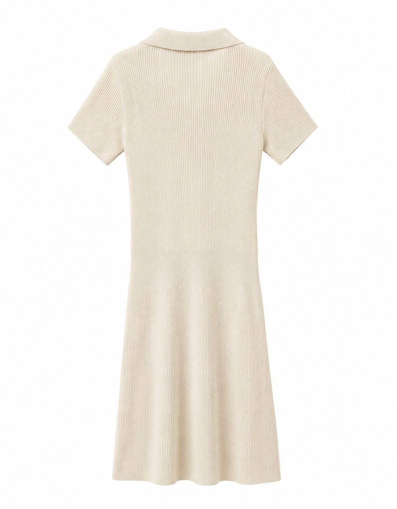 Tommy Hilfiger Ribbed Knit Dress – Cream-XS