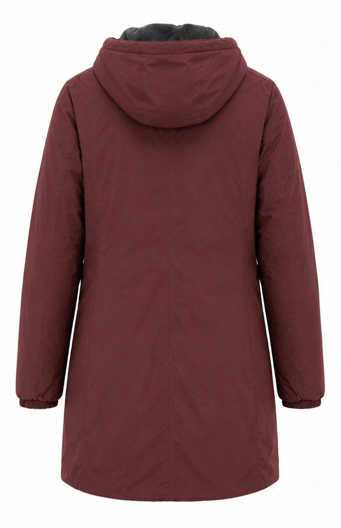 K-Way Long Hooded Jacket – Burgundy-L