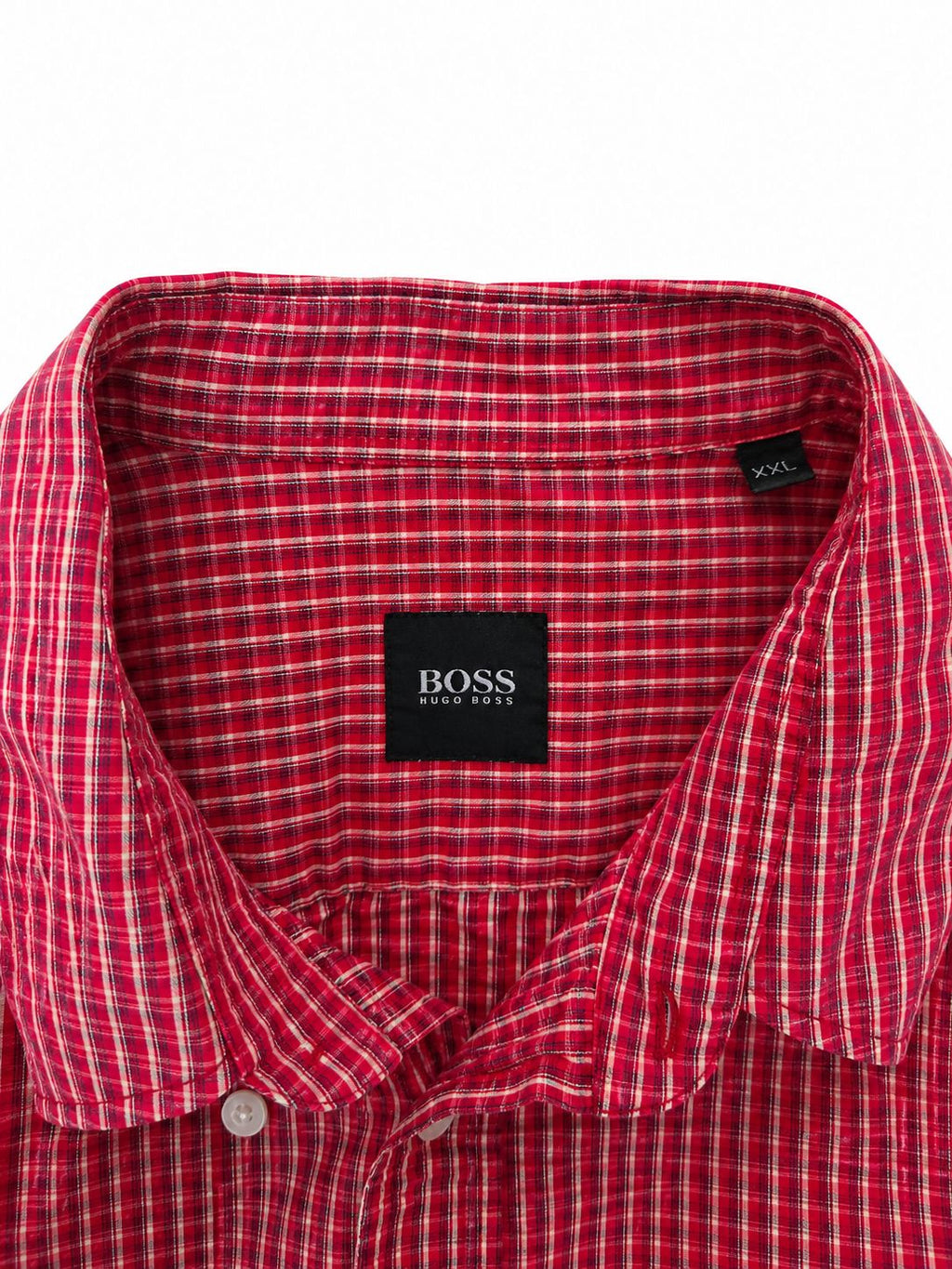 BOSS Red Check Short Sleeve Shirt-XXL