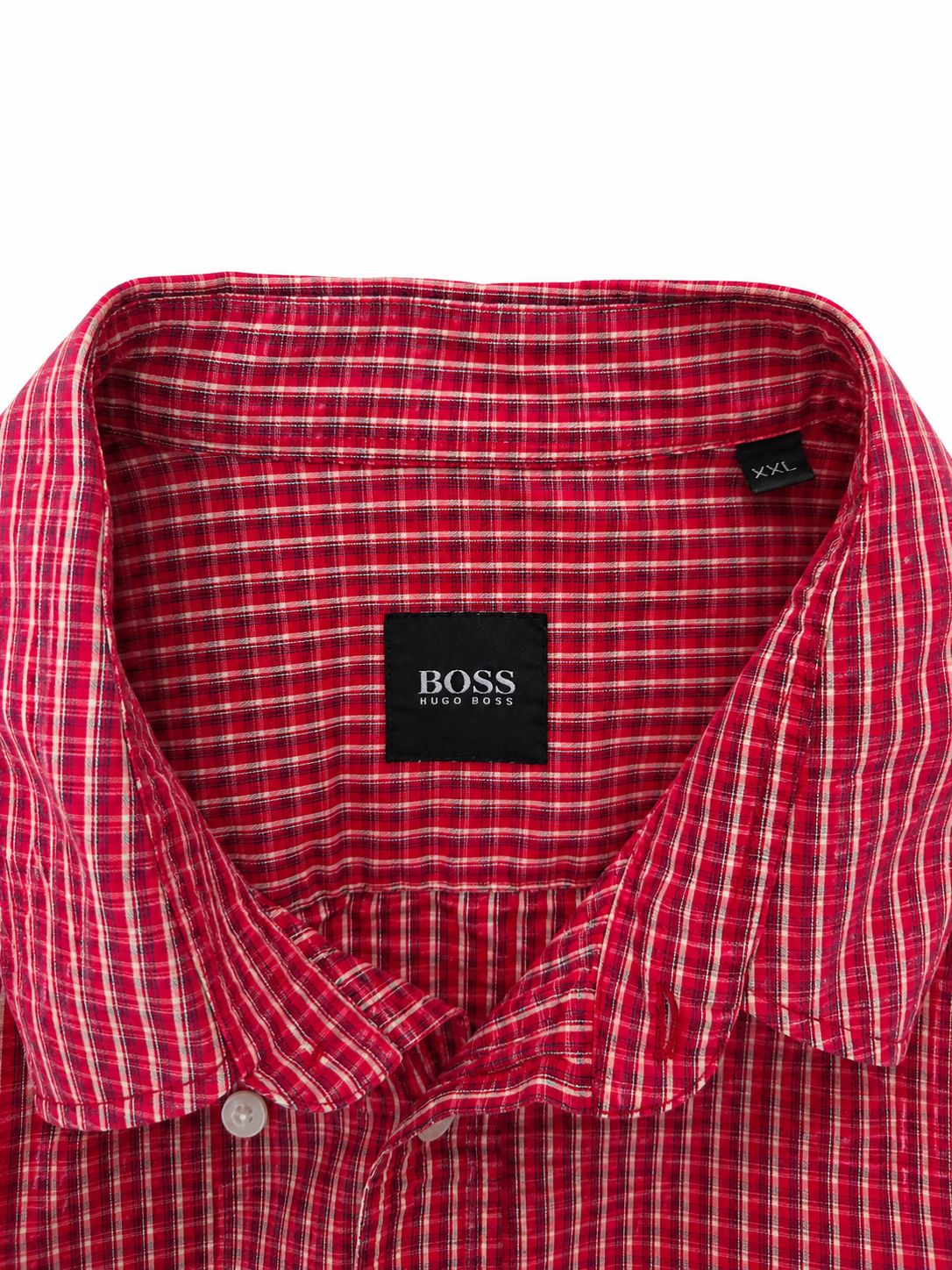 BOSS Red Check Short Sleeve Shirt-XXL