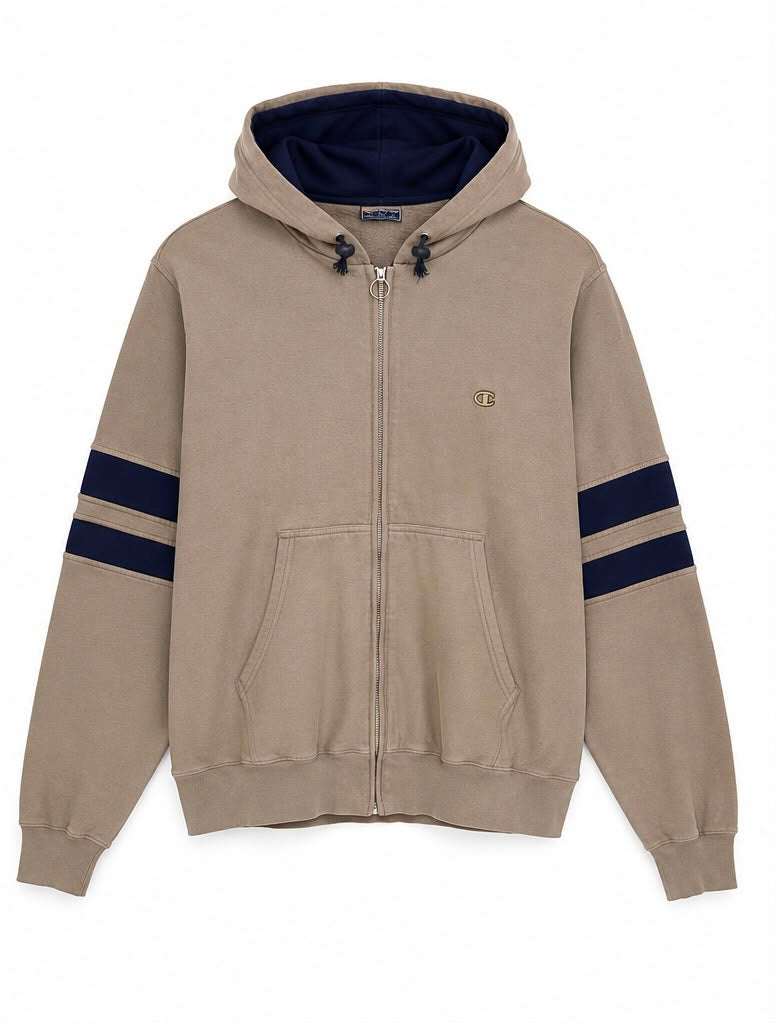 Champion Full Zip Hoodie – Brown / Navy-XL