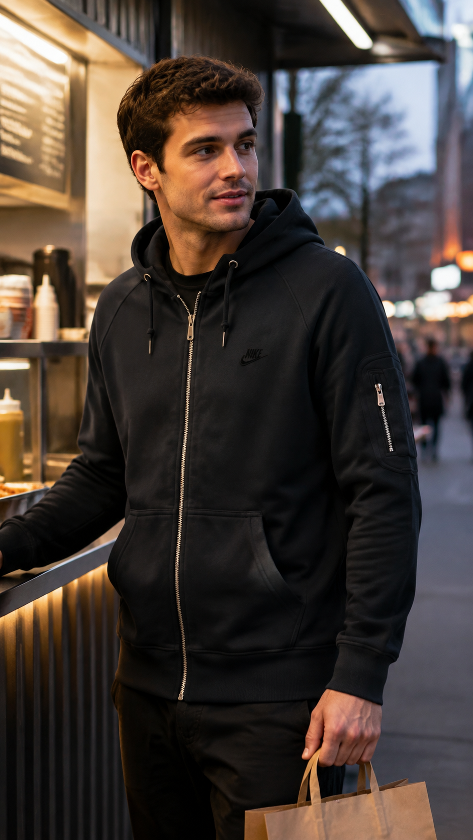 Nike Sportswear Ανδρική Ζακέτα Φούτερ με Κουκούλα – Μαύρο – XL