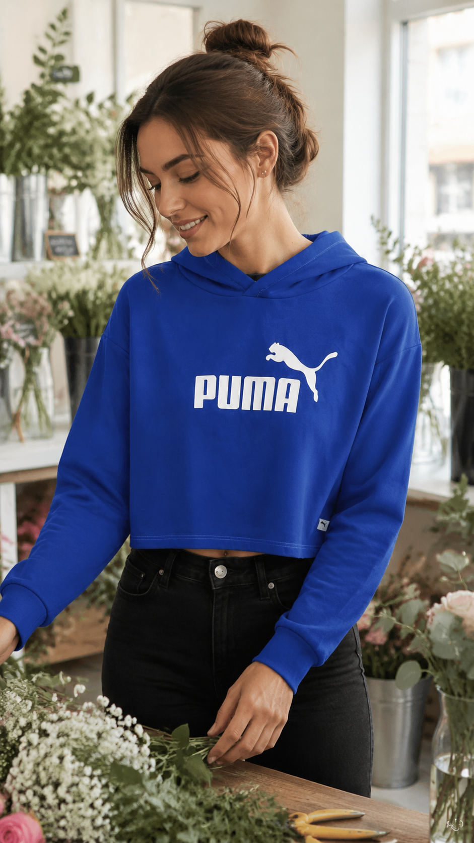 Puma Γυναικείο Crop Φούτερ Hoodie – Μπλε – M