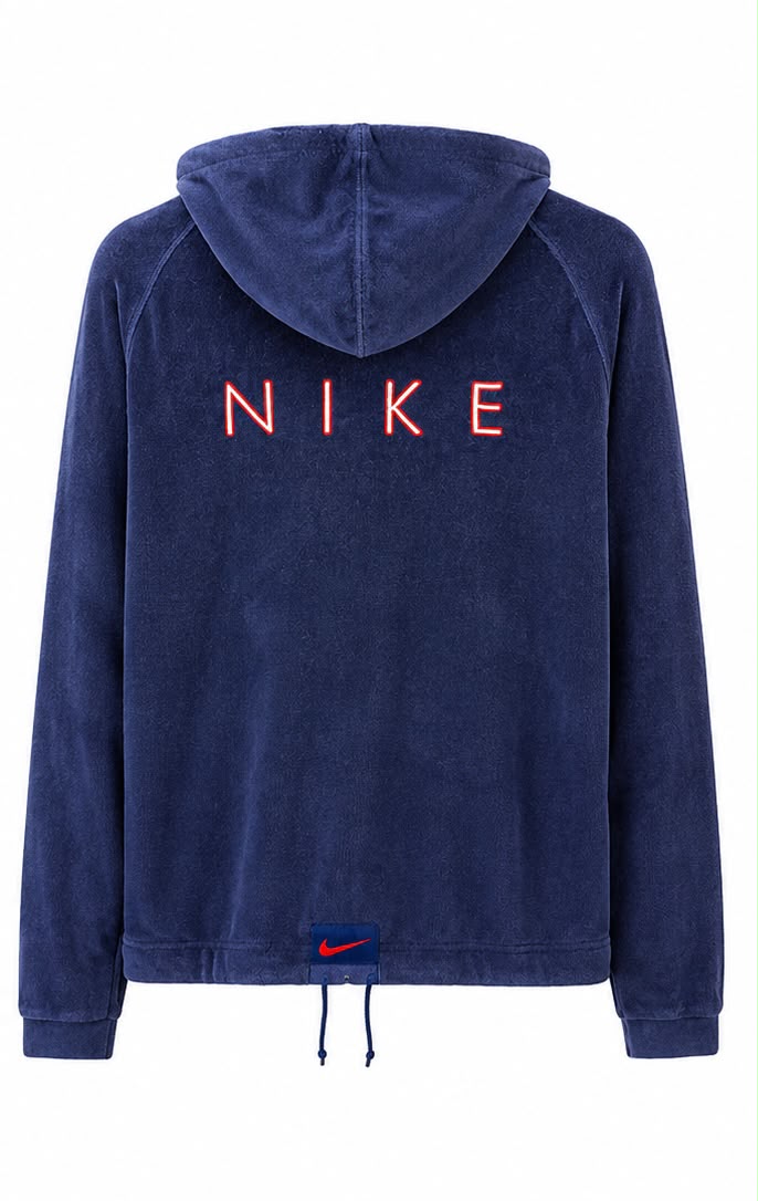 Nike Velour Zip Hoodie – Navy Blue-M
