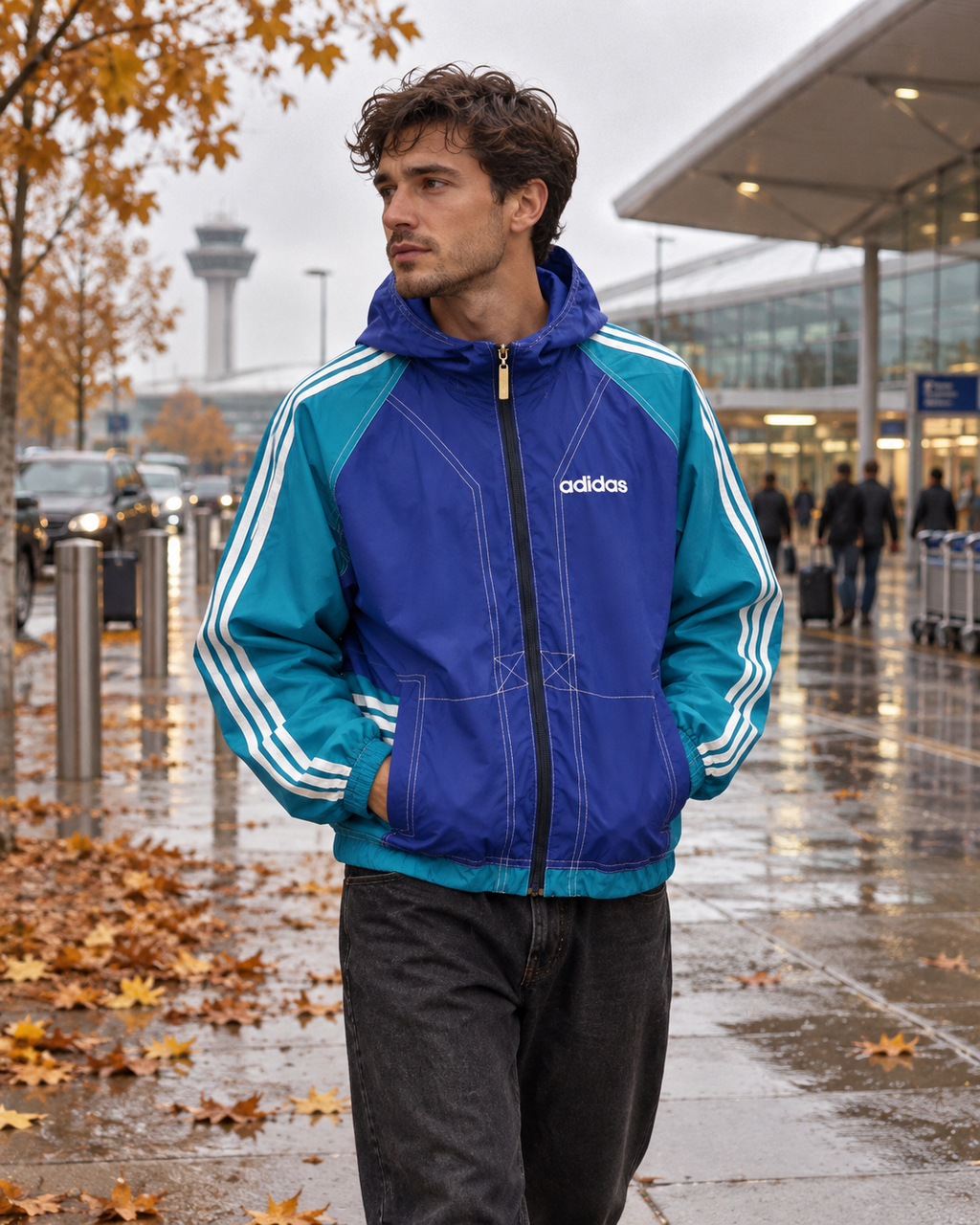 Adidas Ανδρικό Μπουφάν Μπλε - M