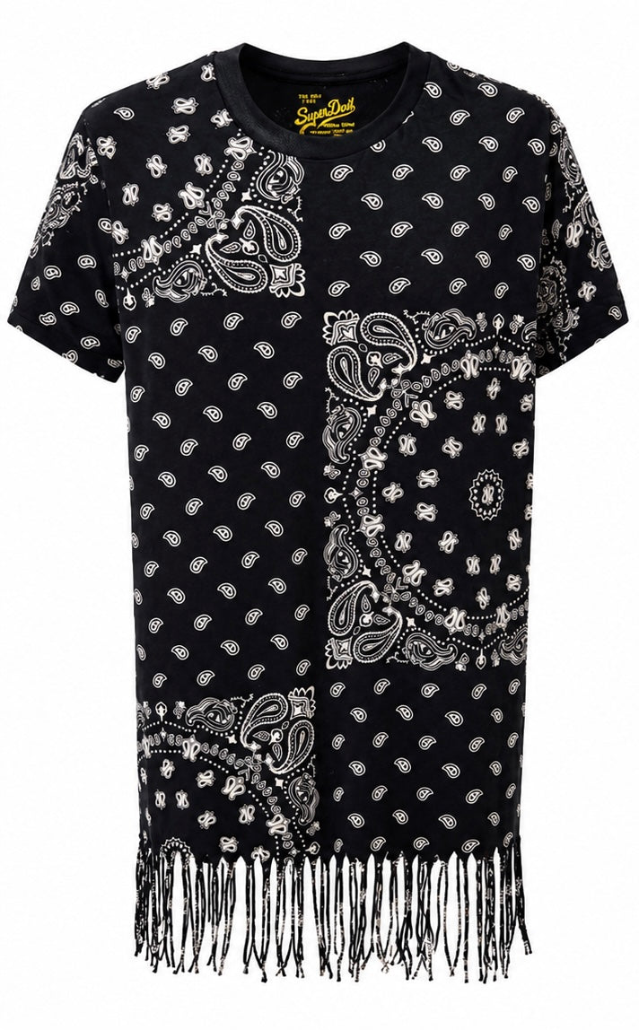 MC2 Saint Barth Αμάνικο Hoodie με Bandana Print & Κρόσσια – Μαύρο-12