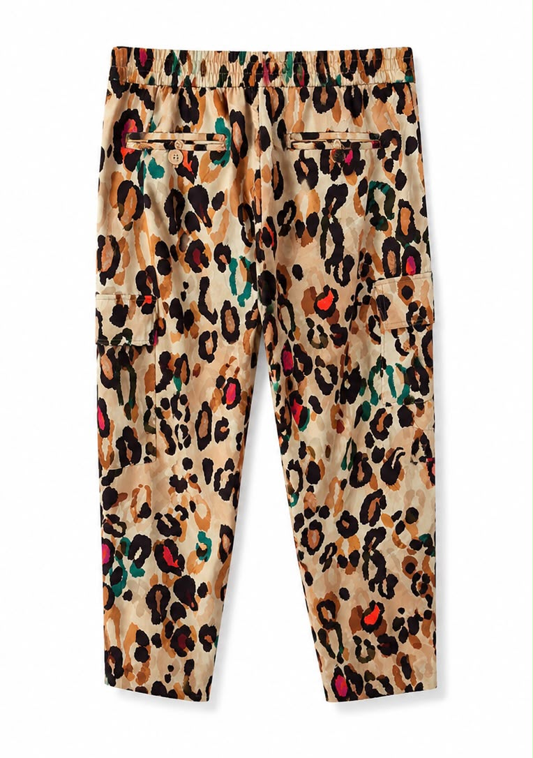 Liu Jo Milano Γυναικείο Cargo Παντελόνι Leopard Print-L