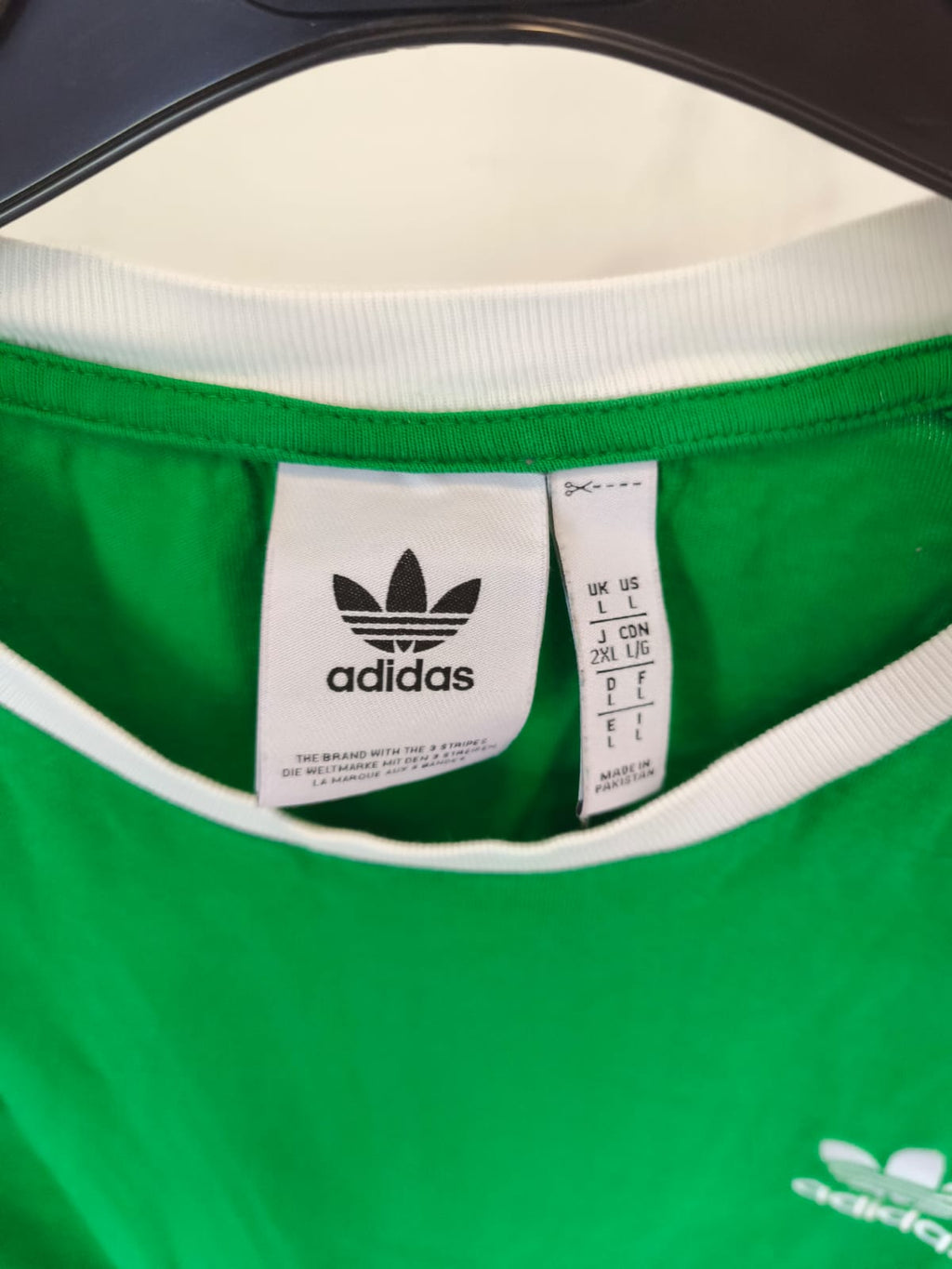 adidas Originals 3-Stripes T-Shirt – Green/White-L